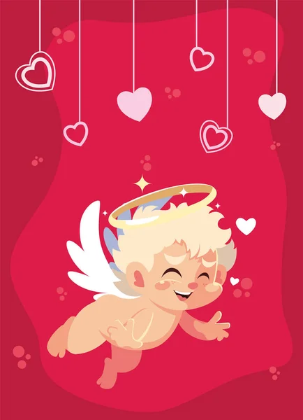 Love cupid cartoon and hearts vector design — Stock Vector