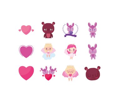 Aşk ve mutlu sevgililer günü ikonu vektör dizaynı