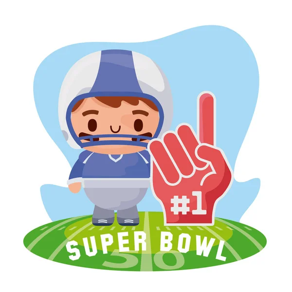 Super bowl player with glove over field vector design
