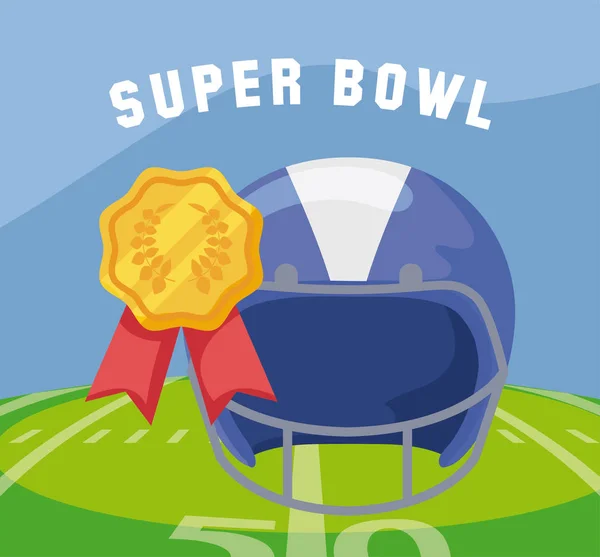 Super Bowl Helm über Feldvektordesign — Stockvektor