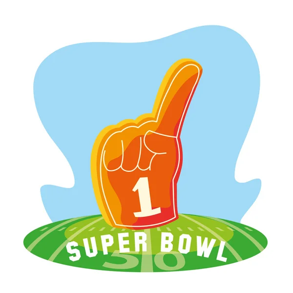 Super bowl glove over field vector design — Stock Vector