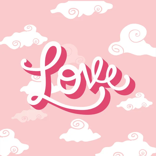 Nuages d'amour sur fond rose conception vectorielle — Image vectorielle