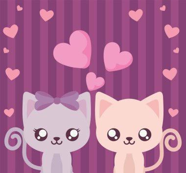 Kediler karikatür çift vektör tasarımı