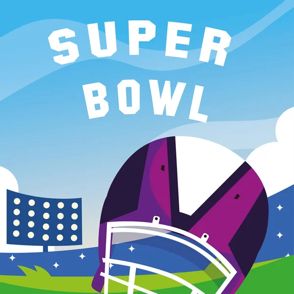 Casco Super Bowl davanti alla tribuna design vettoriale — Vettoriale Stock