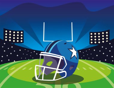 Tribün vektör tasarımının önündeki Super Bowl kaskı