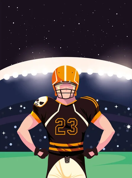 Super bowl player with helmet in front of grandstand vector design