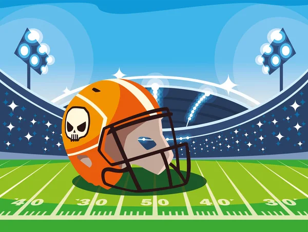 Super bowl helmet in front of grandstand vector design — 스톡 벡터