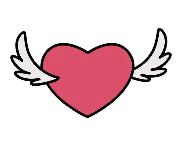 Hearts with wings on white background — Stock Vector