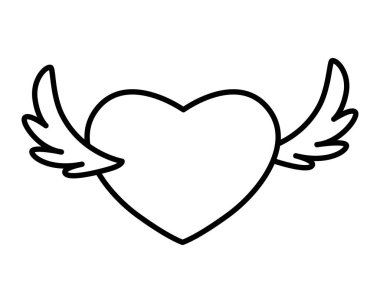 Beyaz arka plan üzerinde kanatlı Kalpler