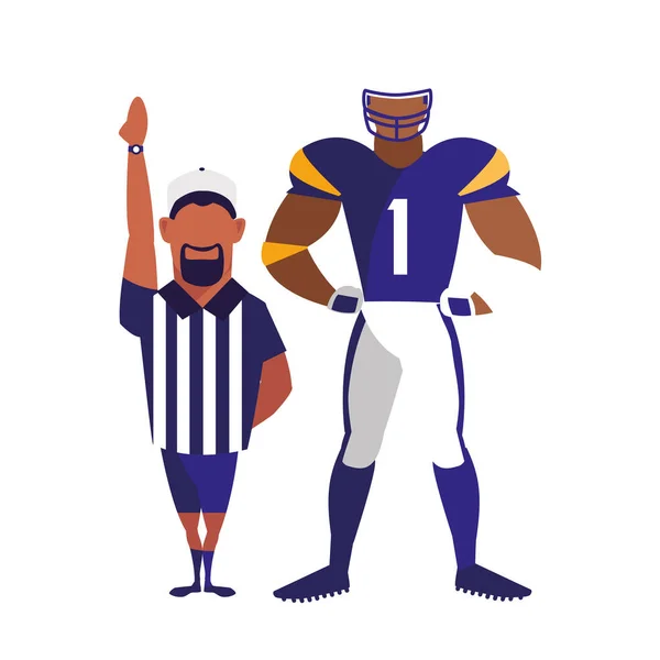 Referee and player american football on white background — 스톡 벡터