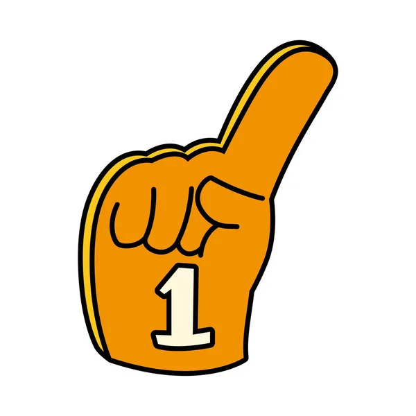1 numaralı vantilatörlü el eldiveni, sarı köpük parmak — Stok Vektör