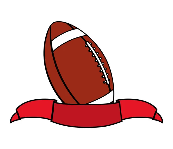 American football ball with ribbon on white background — 스톡 벡터