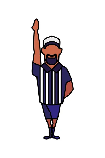 American football referee with his hand up on white background — Stock Vector