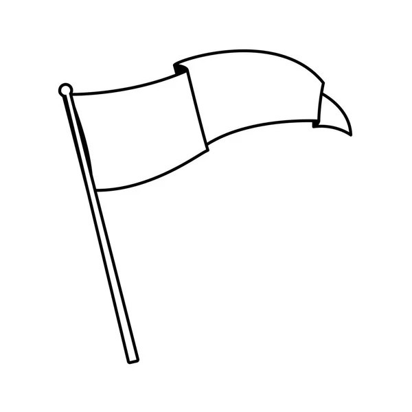 Σημαία κυματίζει σε ένα ραβδί σε λευκό φόντο — Διανυσματικό Αρχείο
