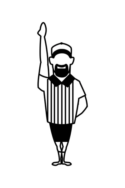 Американський футбольний арбітр з піднятою рукою на білому тлі — стоковий вектор
