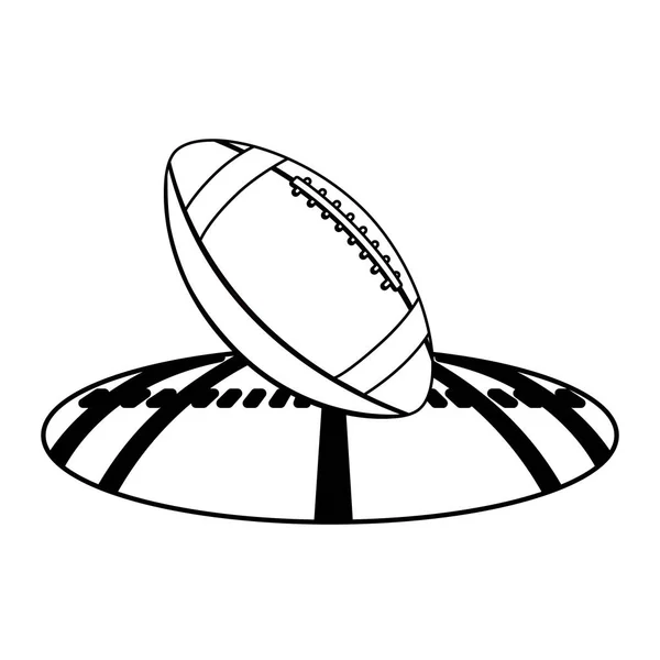 Americký fotbalový míček na trávě stadionu — Stockový vektor