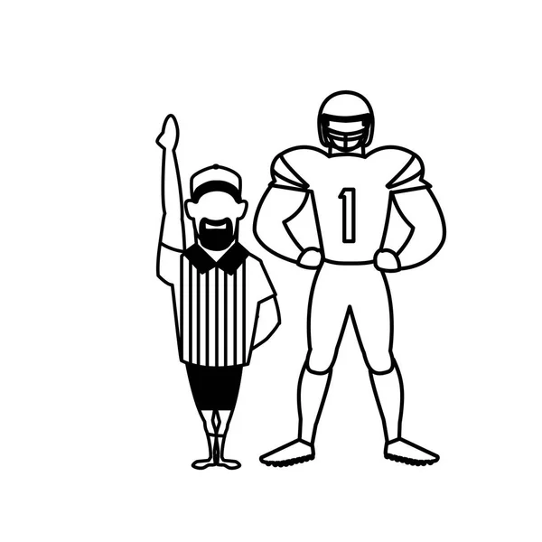 Рефери и игрок американский футбол на белом фоне — стоковый вектор