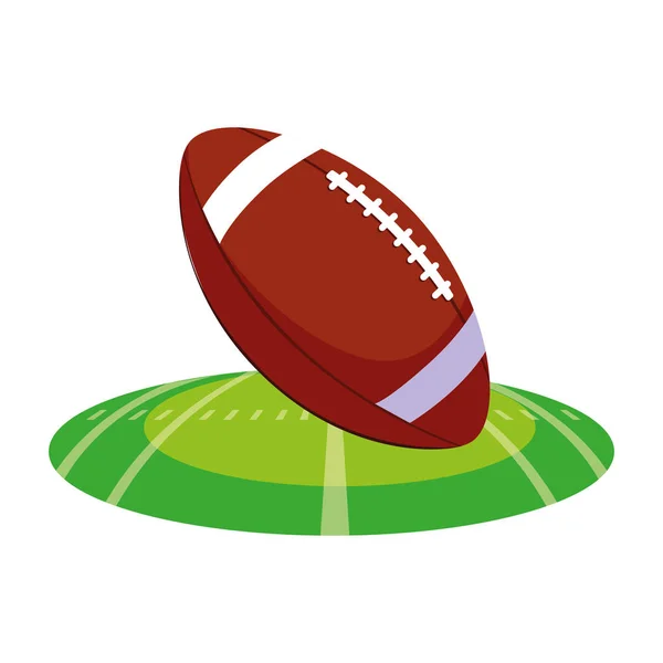 Americký fotbalový míček na trávě stadionu — Stockový vektor