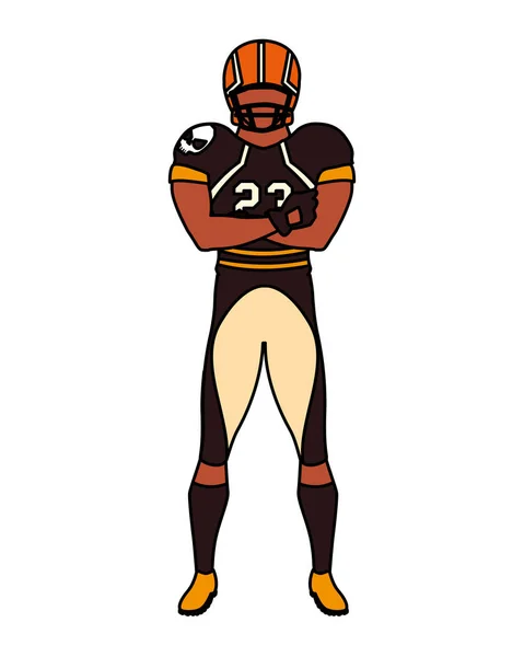 Man team player american football with uniform on white background — 스톡 벡터