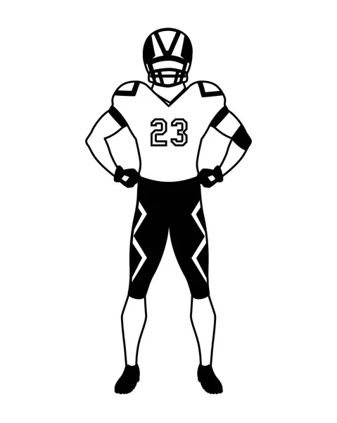 Man team player american football with uniform on white background — Stock Vector