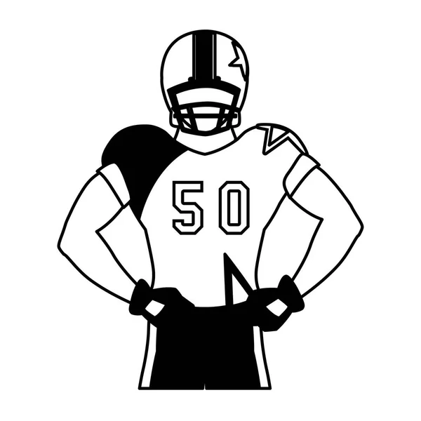 Игрок мужской команды американский футбол с униформой на белом фоне — стоковый вектор