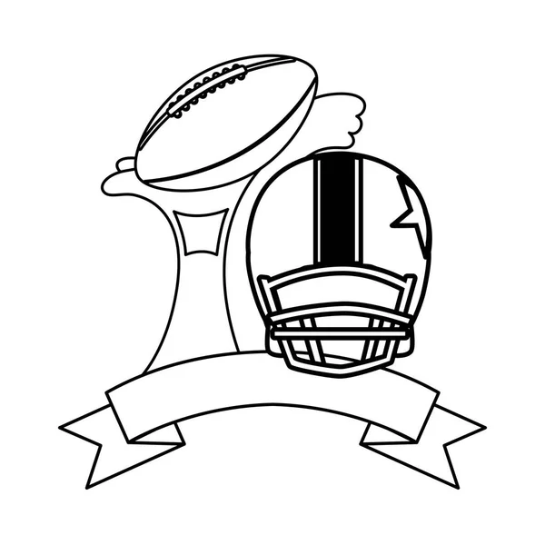Американская футбольная награда с шлемом на белом фоне — стоковый вектор