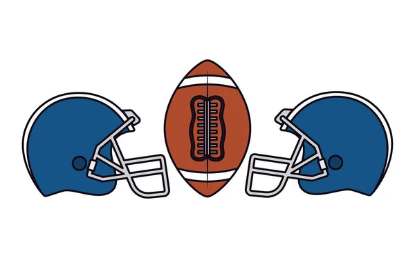 American Football Helme und Ballvektordesign — Stockvektor