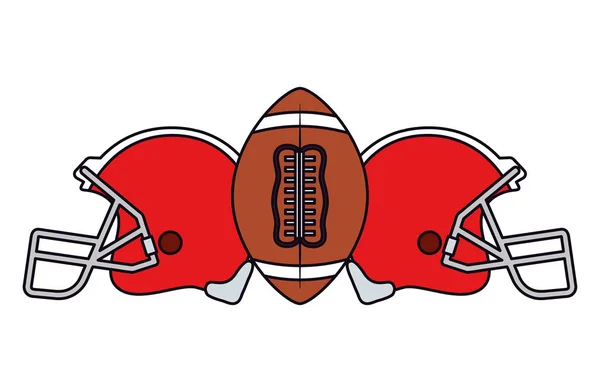 American football helmets and ball vector design — Stockový vektor