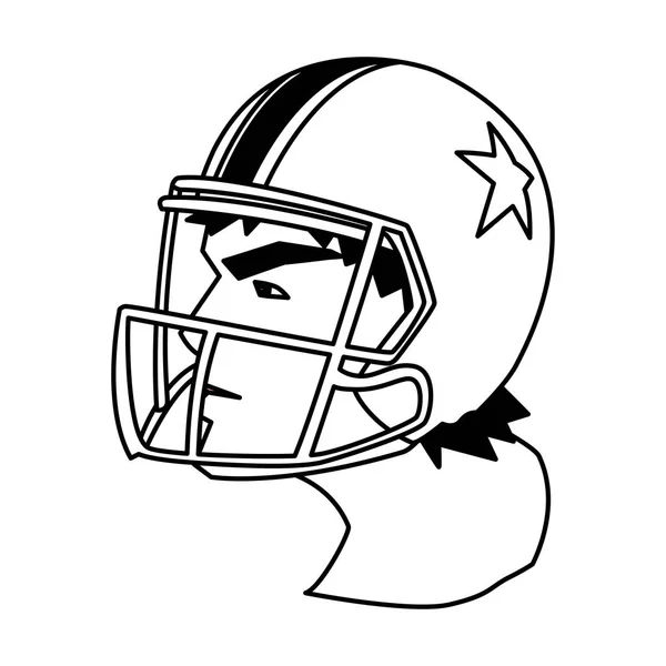 Kopf des Mannes mit Helm, American Football — Stockvektor