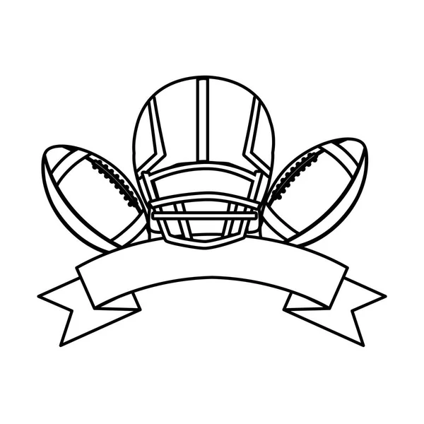 Helm und Ball American Football auf weißem Hintergrund — Stockvektor