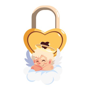 Beyaz arka planda sevimli aşk meleği, Sevgililer Günü