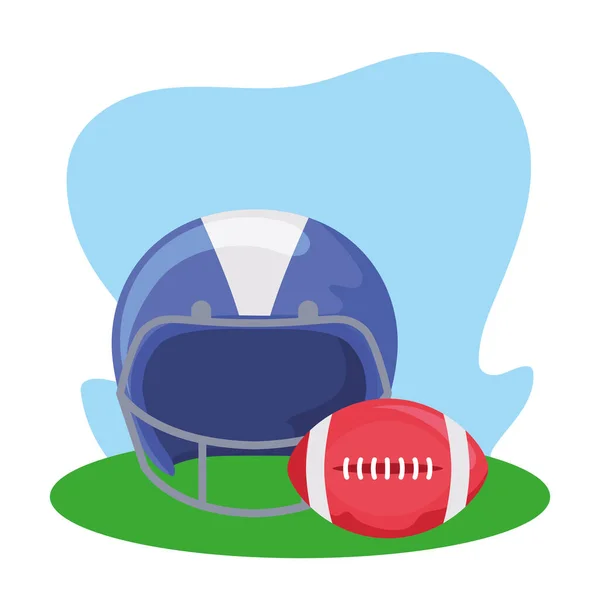 Casque de football américain et design vectoriel de balle — Image vectorielle