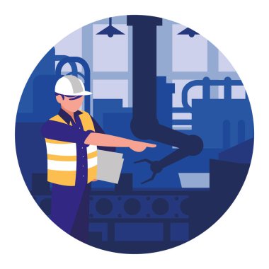 Taşıyıcı üzerinde çalışan adam.