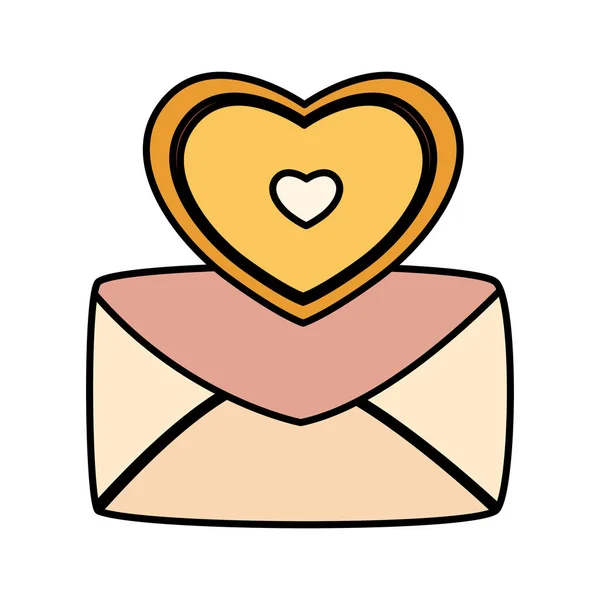 Envelope closed with a heart on white background — 스톡 벡터