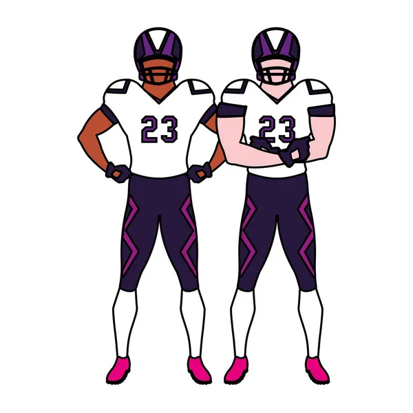 Team von Spielern American Football, Sportler mit Uniform — Stockvektor