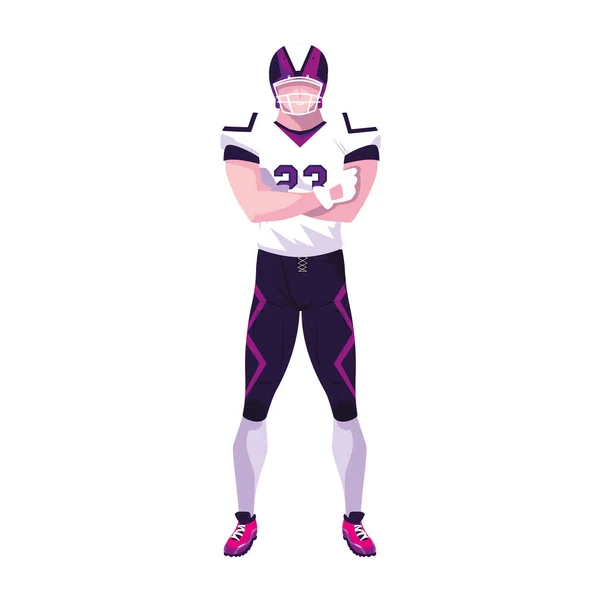 Man team player american football with uniform on white background — Stock Vector