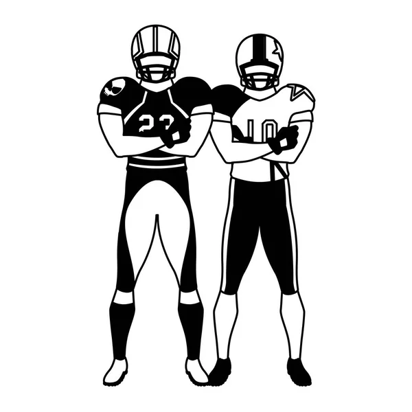 Men players american football on white background — Stock Vector