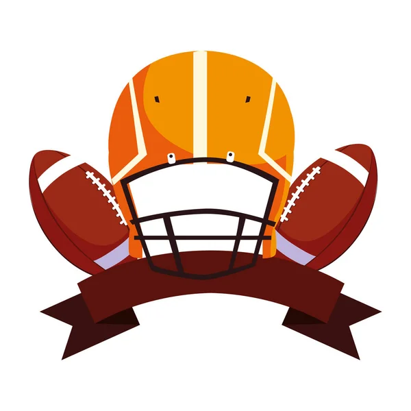 Helmet and ball american football on white background — Stock Vector