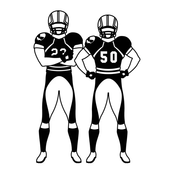 Team von Spielern American Football, Sportler mit Uniform — Stockvektor