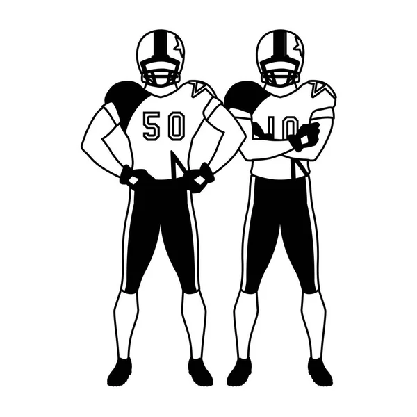 Equipo de jugadores de fútbol americano, deportistas con uniforme — Vector de stock
