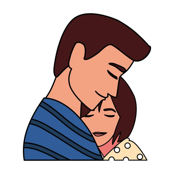Paar verliebter Menschen, Mann und Frau umarmen sich innig — Stockvektor