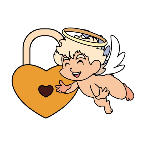 Cute cupid angel on white background , valentines day — 스톡 벡터