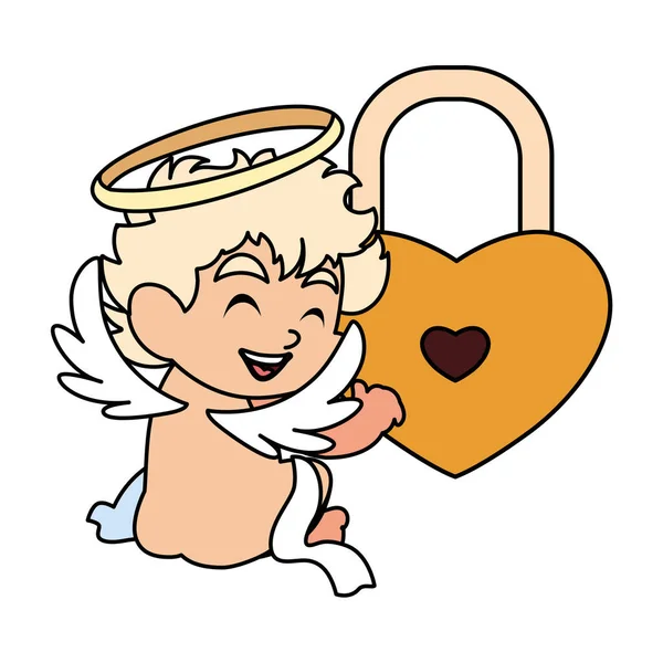 Lindo ángel cupido sobre fondo blanco, día de San Valentín — Archivo Imágenes Vectoriales