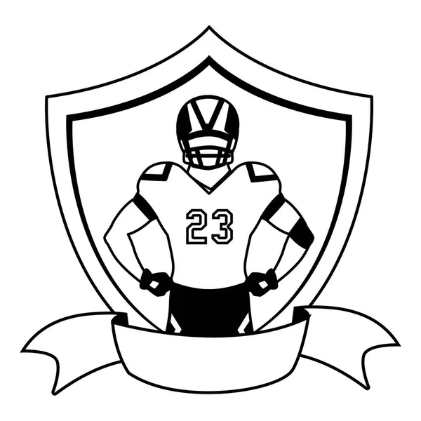 Чоловік гравець американський футбол з щитом — стоковий вектор
