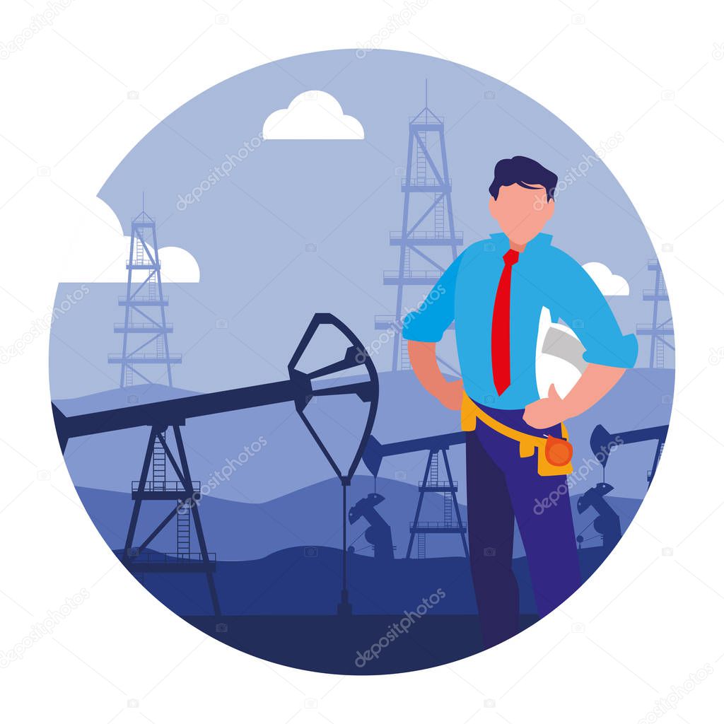 oilman worker on production line petrol refinery