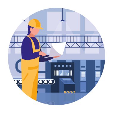 Taşıyıcı üzerinde çalışan adam.