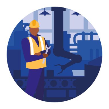 Taşıyıcı üzerinde çalışan adam.