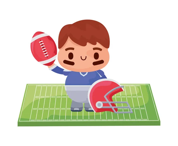 American football player with ball and helmet vector design — ストックベクタ