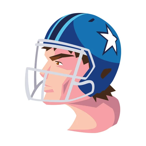 Kopf des Mannes mit Helm, American Football — Stockvektor