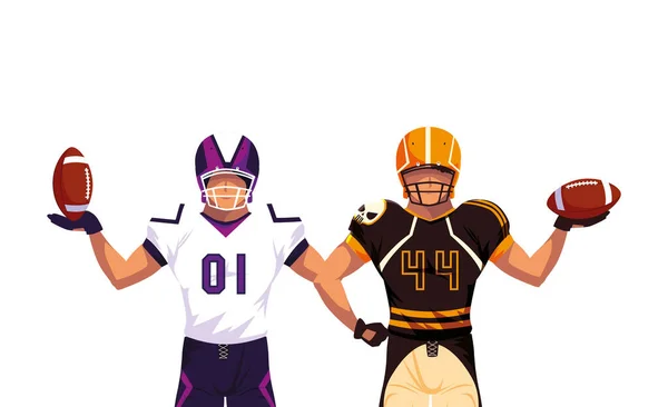 Men players american football on white background — 스톡 벡터